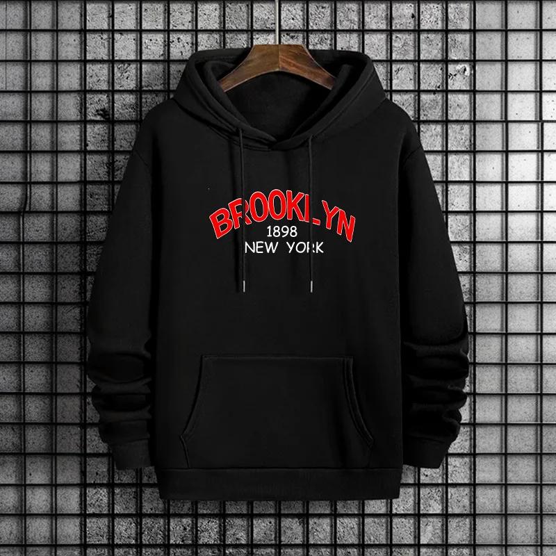 Brooklyn Print Hoodies for Man Autumn Winter Hot Sale High Quality Hooded Sweatshirt Home Outdoor Casual Sport Warm Pullover