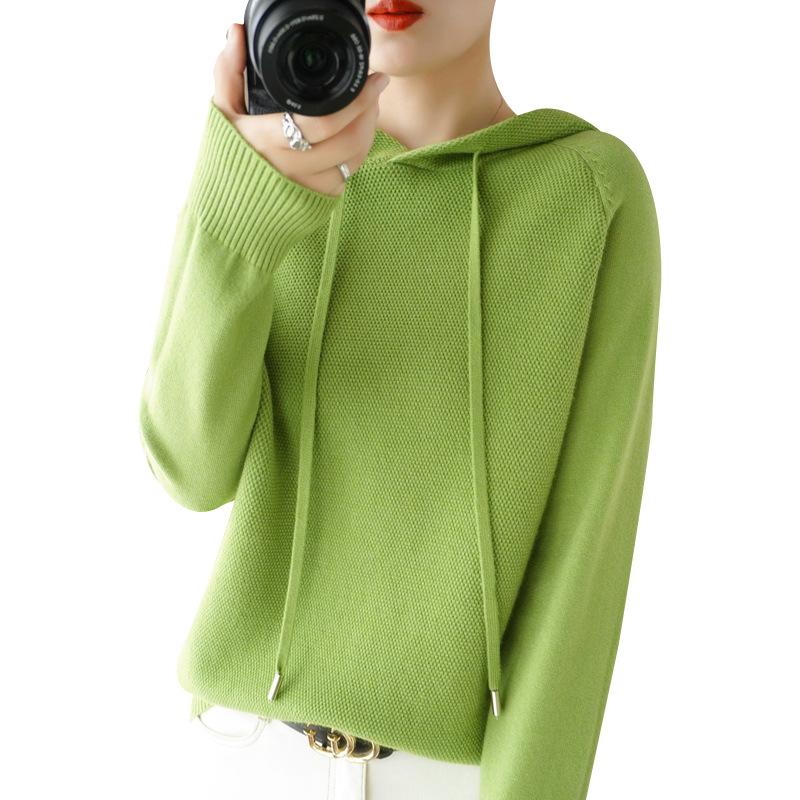 Women S Thick Knit Hooded Pullover Sweatshirt Loose Fit Autumn Style