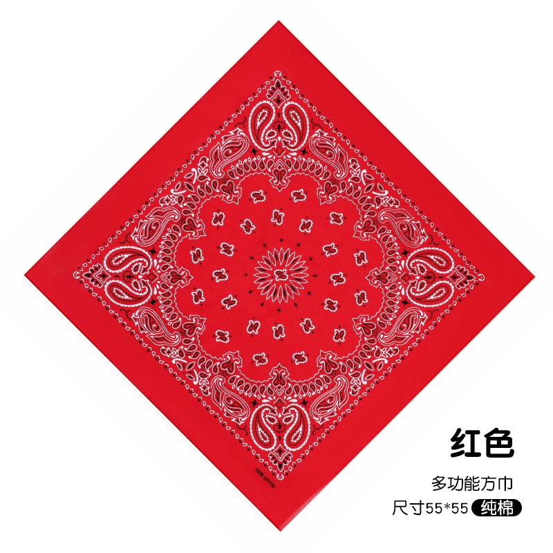 Pure cotton paisley hip-hop headscarf, trendy headscarf, street dance headband, Korean fashion scarf, neck scarf, silk scarf 55CM Left and Right красный