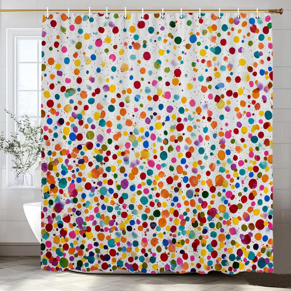 1 Piece Modern Color Mosaic Pattern Shower Curtain, Bathroom Decorative Shower Curtain, Waterproof Shower Curtain with Hooks