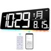 MYAQH Digital Wall Clock, Large, Bluetooth Automatic Time Setting, Desk Clock, Alarm Clock, Large, Easy-to-Read Display, Day of the Week,