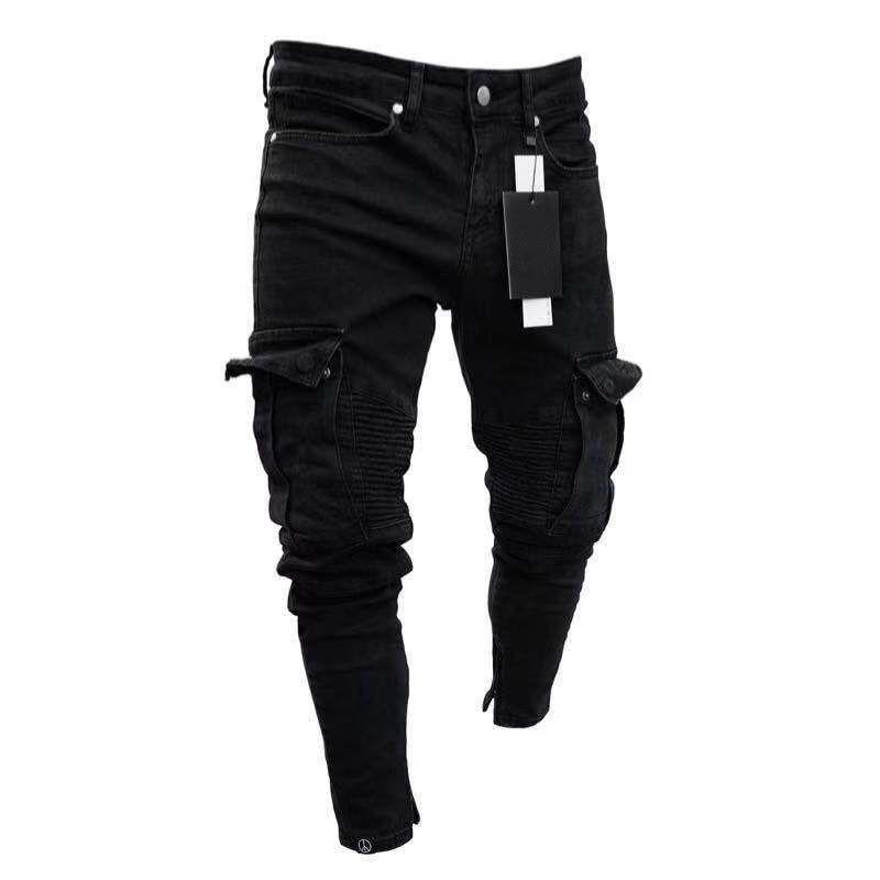 

Fashion Pencil Pants Ripped Jeans Slim Spring Hole 2026 Men s Fashion Thin Skinny Jeans for Men Hiphop Trousers Clothes Clothing S чёрный