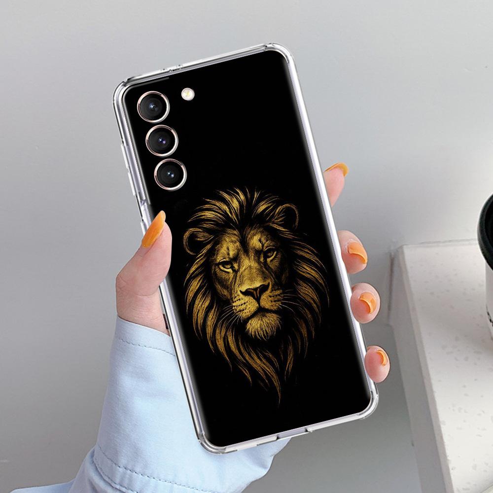 Phone Case For Samsung Galaxy S26 S25 S24 S23 S22 Ultra S20 S21 FE 5G Plus Soft Clear Cover Concise Lion Pattern