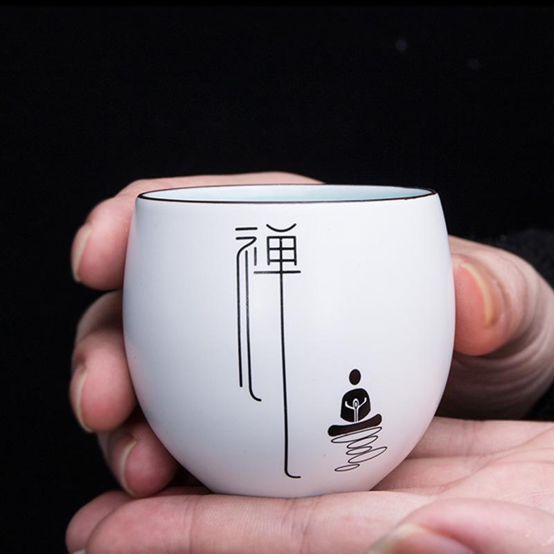 Ding Kiln Matná Keramická Mistrovská Šálek Zen Dračí Vejce Nepřevrhnoucí Šálek Čajová Sada Ochutnávací Šálek Osobní Šálek pro Pití Čaje