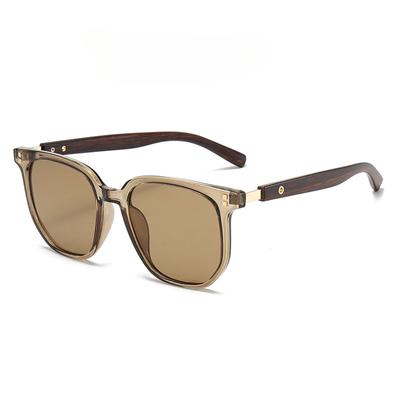 Occhiali da Sole Poligonali con Montatura Grande Effetto Legno, Aste in Stile Coreano, Stesso Stile Xiaohongshu, Personalità Trendy da Donna