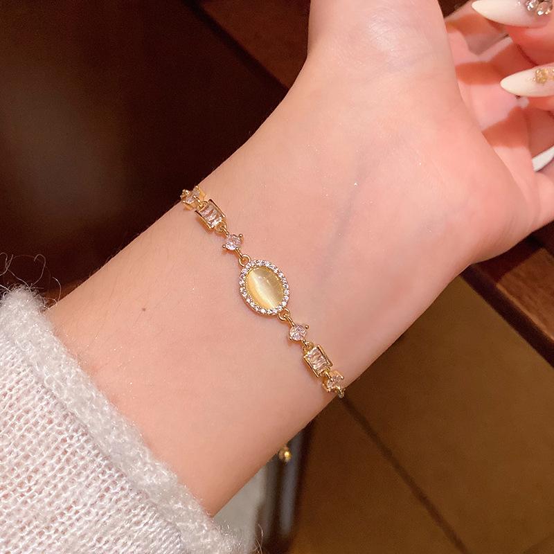 Light Luxury Niche High-end Pearl Bracelet Women's Korean Style Fashion Elegant Flash Zircon Love Bracelet Crystal Bracelet