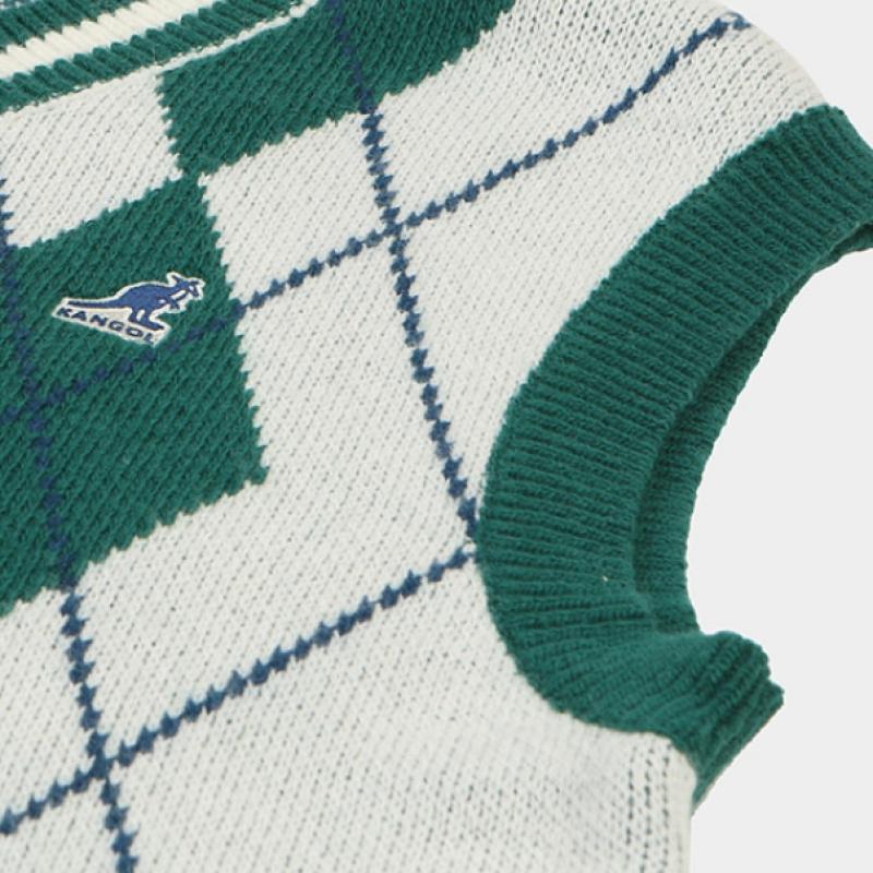 Kangol Women S Argyle Knit veSt 1877 Green