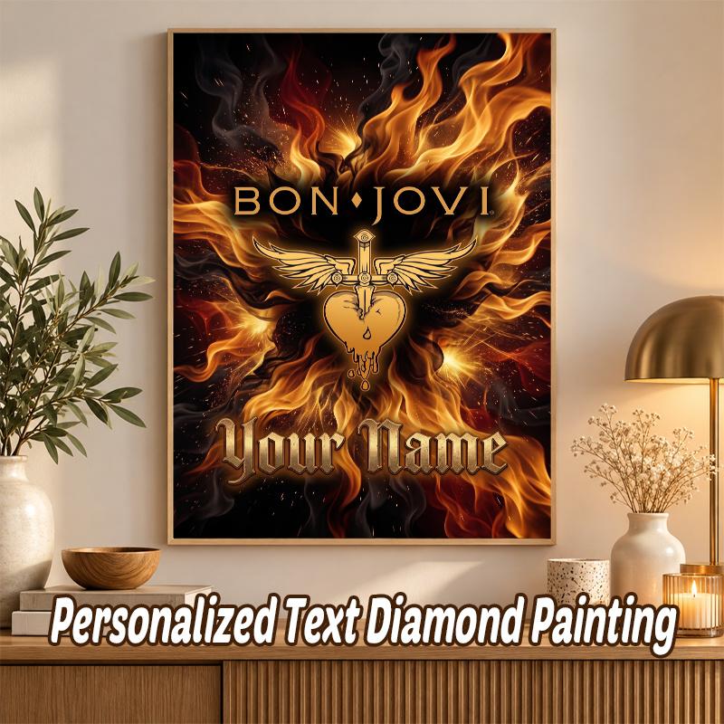 Bon Jovi Custom Name Text 5D Diamond Painting Kit DIY Full Drill Diamond Art Decoration