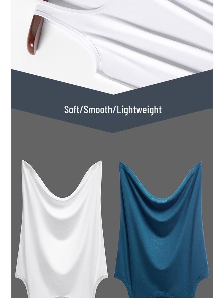 Modal Herren Eisseide Racerback Tanktop - Ärmelloses weißes Unterhemd für Sport & Layering