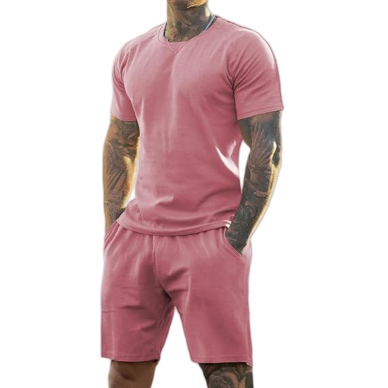 Sommer Herren Kurzarm Sport- und Freizeit Rundhals Fitnessanzug Herren Außenhandel T-Shirt Shorts