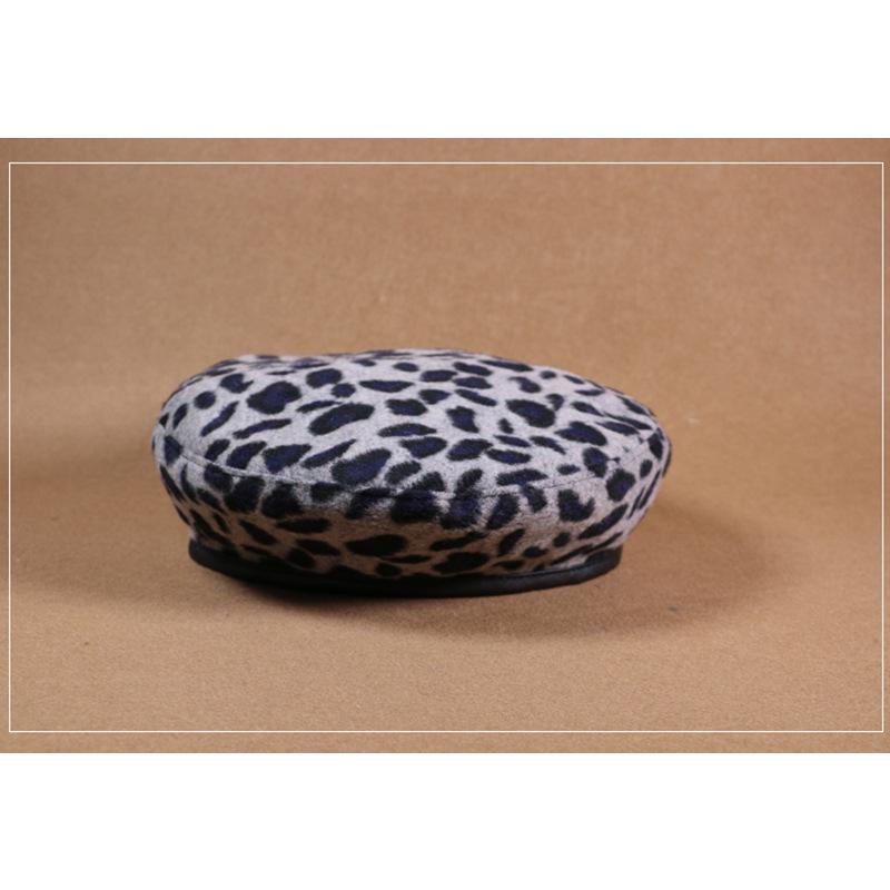 

Леопардовый Винтажный Женский Принт Шерсть Мягкий Зимний Теплый Берет Классическая Шапочка Новая Шляпа GrayNavy