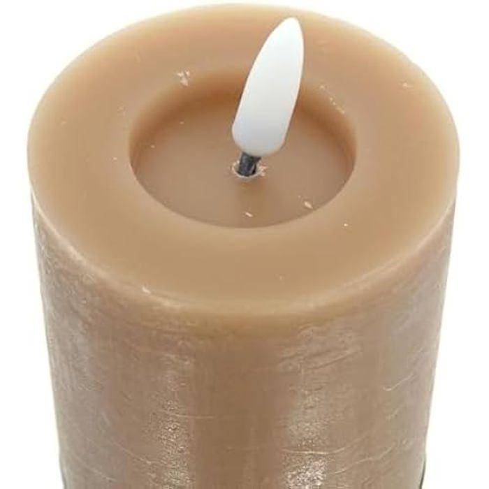 Bougie LED - KAEMINGK - Lumineo - Cire Marron Clair - 11,2 Cm - Lumière Blanche Chaude