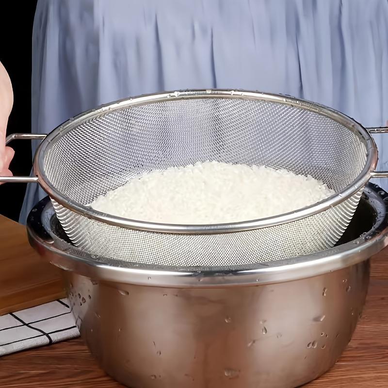 3-Piece Stainless Steel Mesh Colander Set - Multi-Use Kitchen Strainer with Handles Efficient Food Washing & Draining