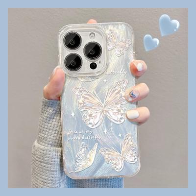 Applicabile a Custodia per Cellulare Apple 15 Iphone13 Bellissima Super Fata Farfalla 12/11 Filato di Piume Laser Xs Bordo Morbido Trasparente