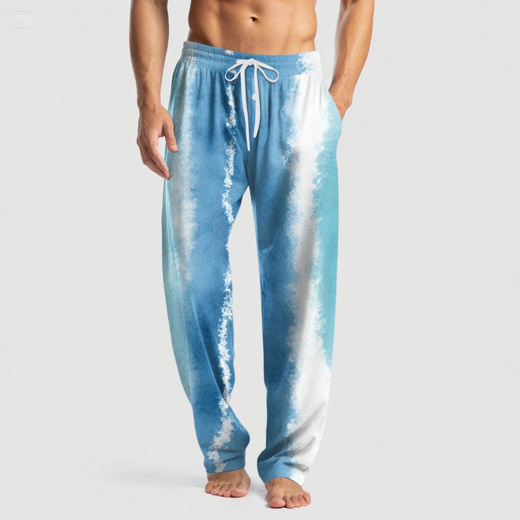 Men's Knitted Halloween Print Pocket Casual Pants Pajama Pants