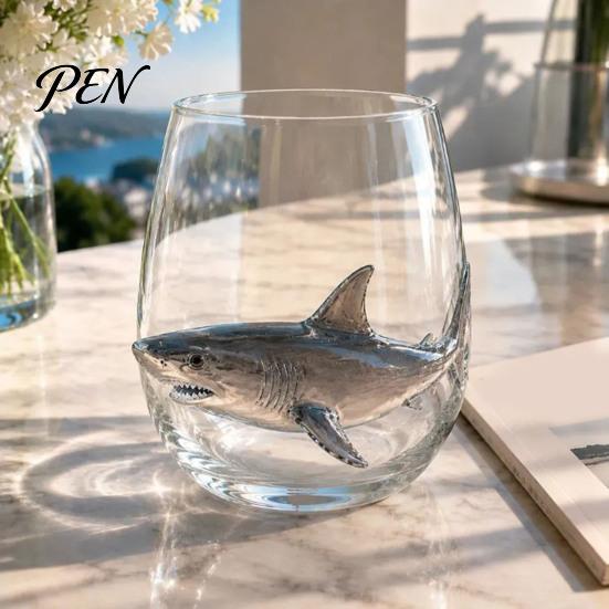 Decorative Coastal Style Water Cup Octopus Glass Tumbler, Ocean Whales Seahorses Crabs Jellyfish Cocktail for Home Nautical Theme Bar Accessories Bar,