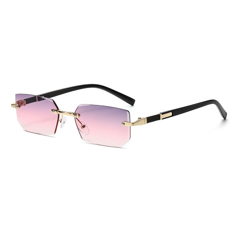 Rimless Irregular Rectangle Sunglasses Women For Men Vintage Sun Glasses Luxury Brand Designer Punk Popular Hip Hop Shades