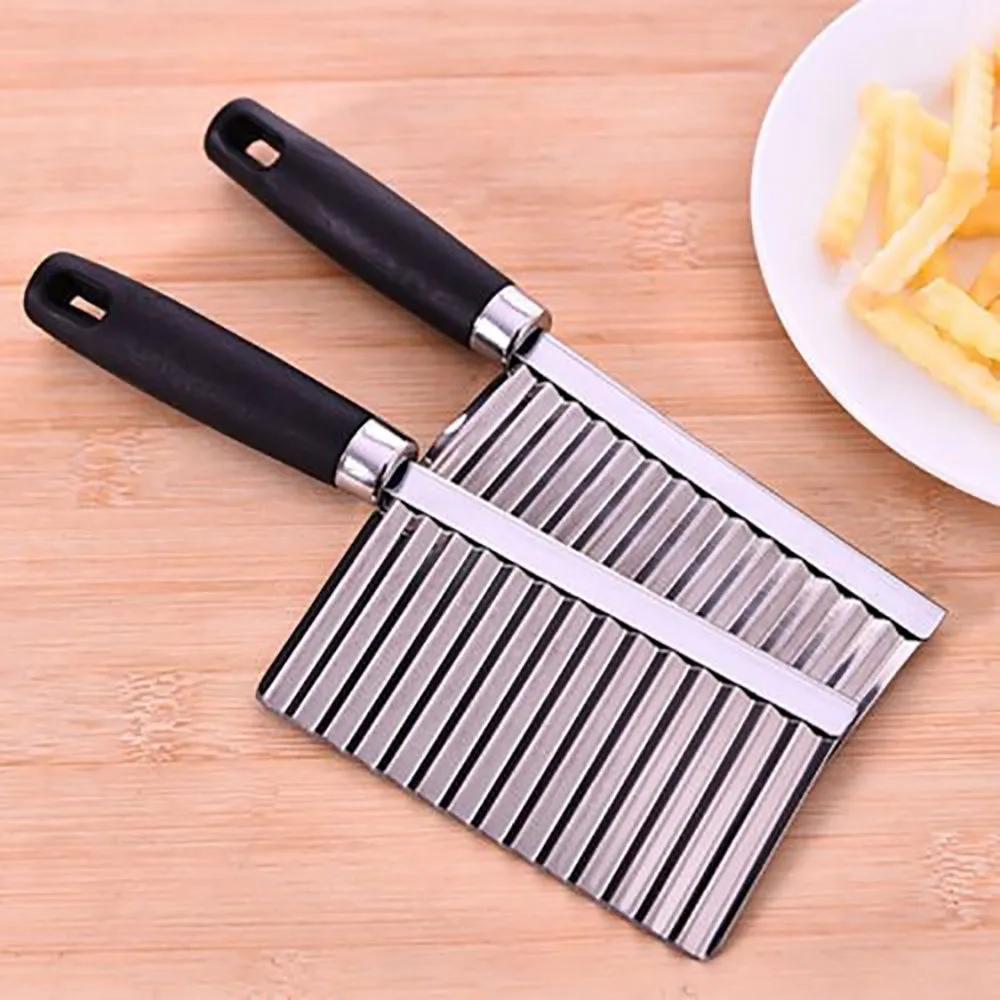 

Potato Wavy Edged Knife Stainless Steel Kitchen Gadget Vegetable Fruit Cutting Peeler Cooking Tools Kitchen Knives чёрный