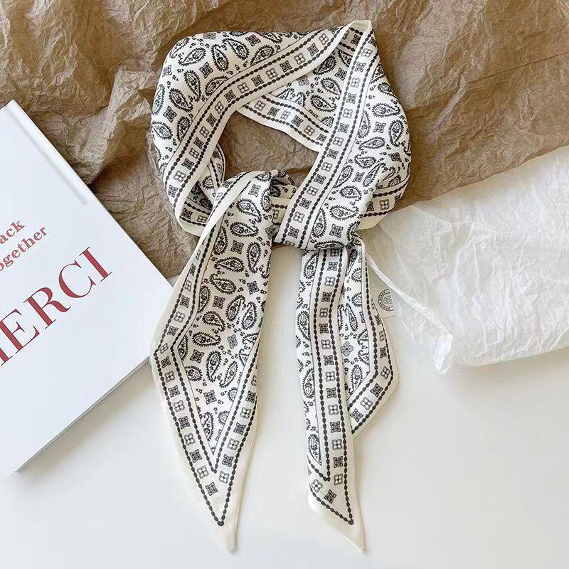 Silk Satin Scarf Women Cloth Hair Bands Headdress Accessories Lady Scarves Ribbon Neck Ties for Bag Handle Triangle Scarf
