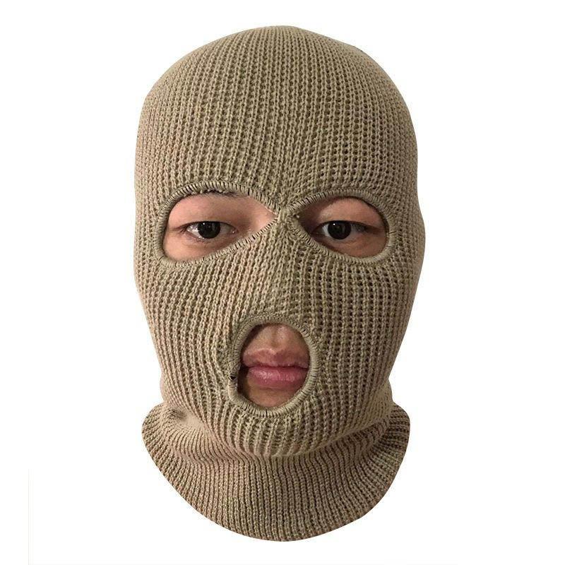 Outdoor Warm and Windproof Face Mask Knitted Three-hole Cycling Ski Winter Headgear Men