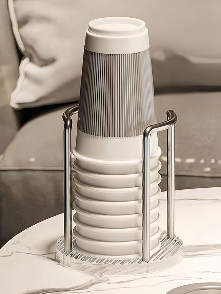 Disposable Cup Storage Holder Rack Shelf Water Tea Cups Acrylic Dispenser with Longer Stick Mug Display Stand Organizer Supplies