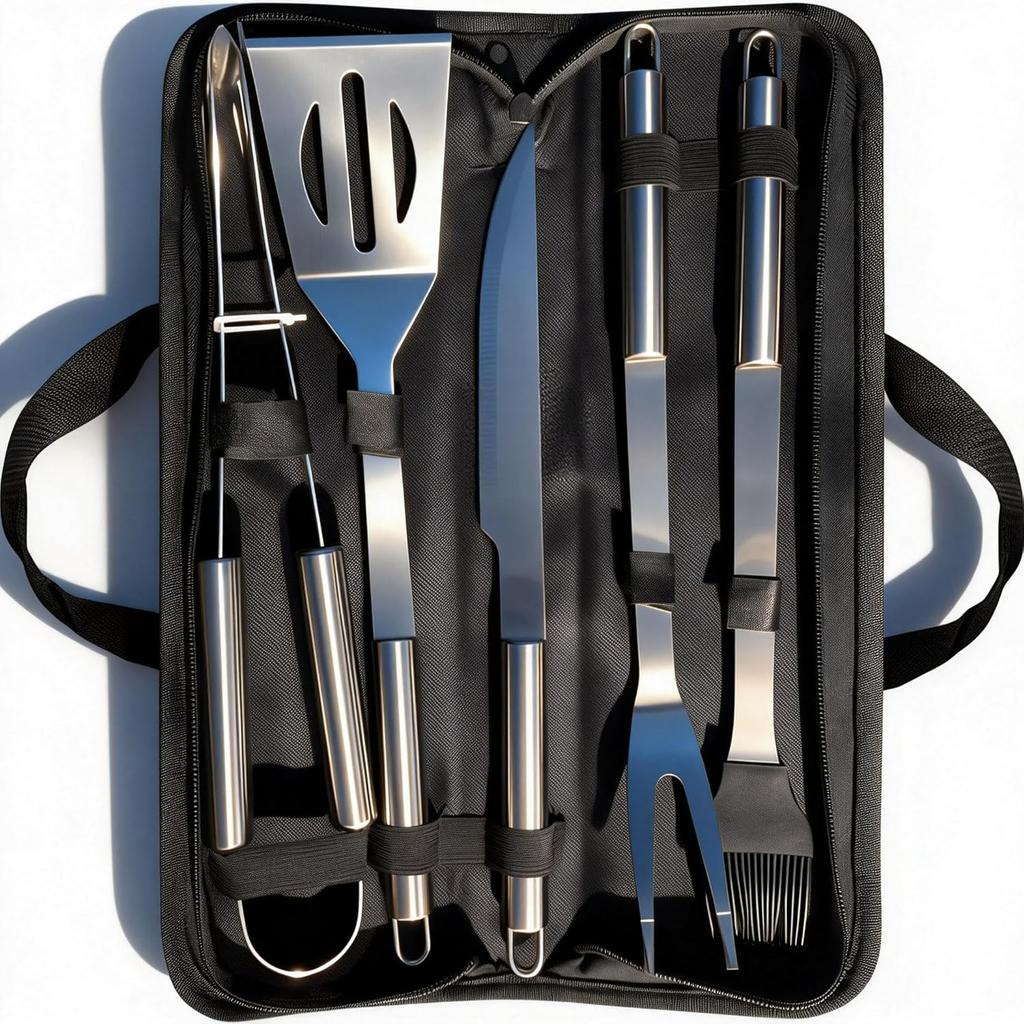 BBQ Grilling Tools Set - Stainless Steel Grilling Accessories with Free Portable Bag.