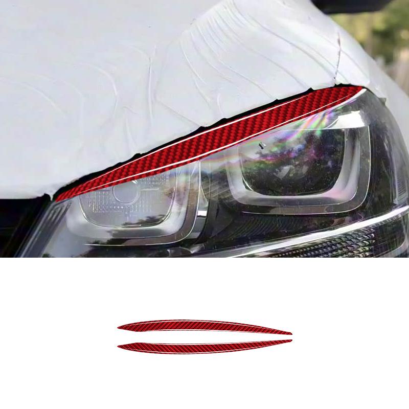 2PCS Real Carbon Fiber Car Headlight Eyebrow Trim Sticker For Volkswagen Golf 7 2014-2019 Headlight Decoration Car Accessories