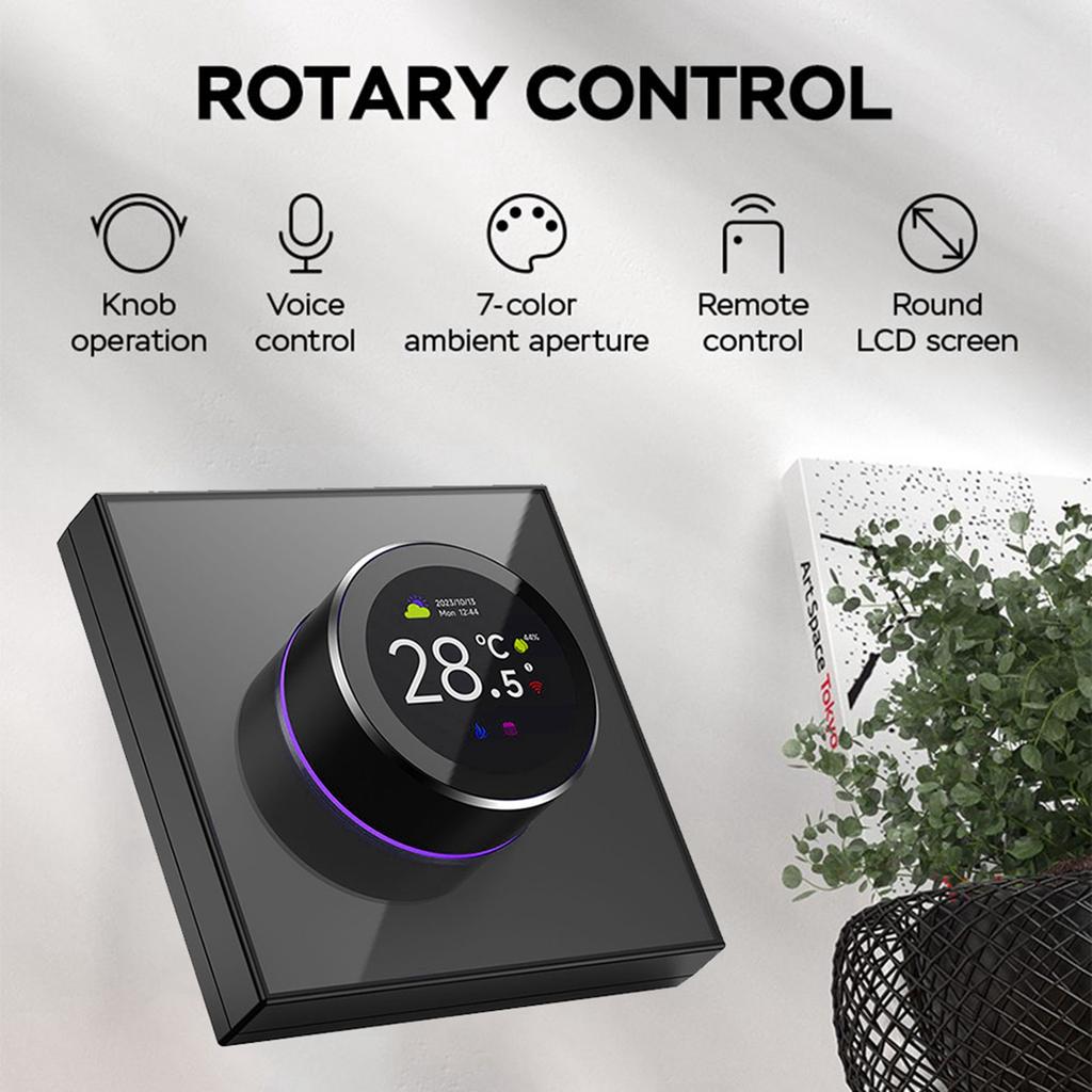 Smart Thermostat for TUYA 1.32in TFT Screen Touch Knob Voice WIFI Temperature Controller with Ambient Lights for Home