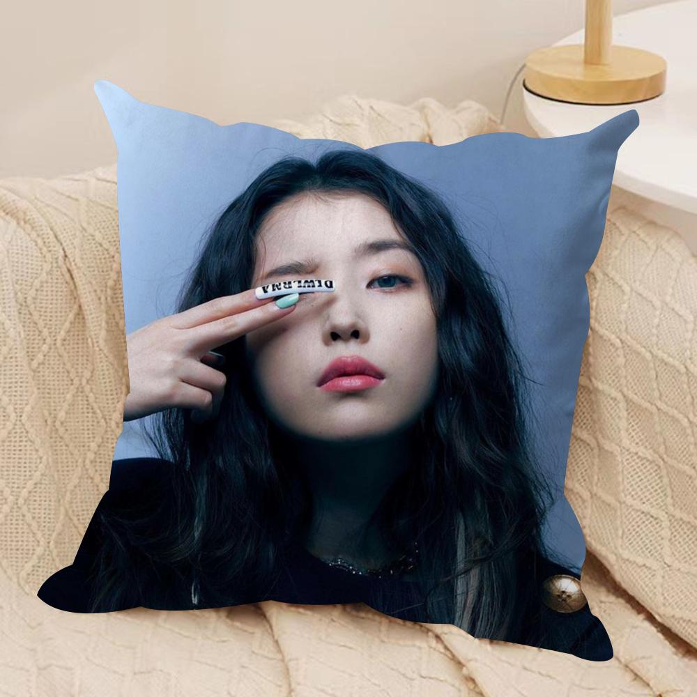 Korean Lee Ji Eun IIU Cushion Cover Silky Short Plush DoubleSided Printed Pillow Case for Sofa All Seasons Home Decor Gift