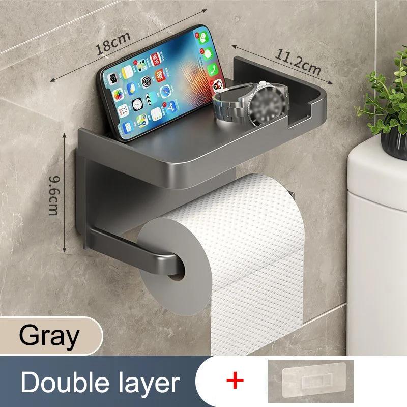 Toilet Paper Holder Plastic Storage Rack Wall Mounted Bathroom Kitchen Towel Placement Toilet Paper Roll Box Phone Storage Rack