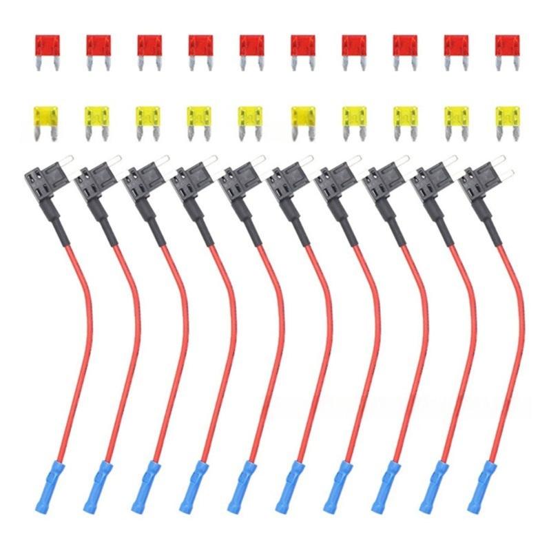 

10Pcs Fuse Tap Adapters Small Size Car Fuse Holder with Standard Low Profile Fuse for Car Truck Boats Enduring 1