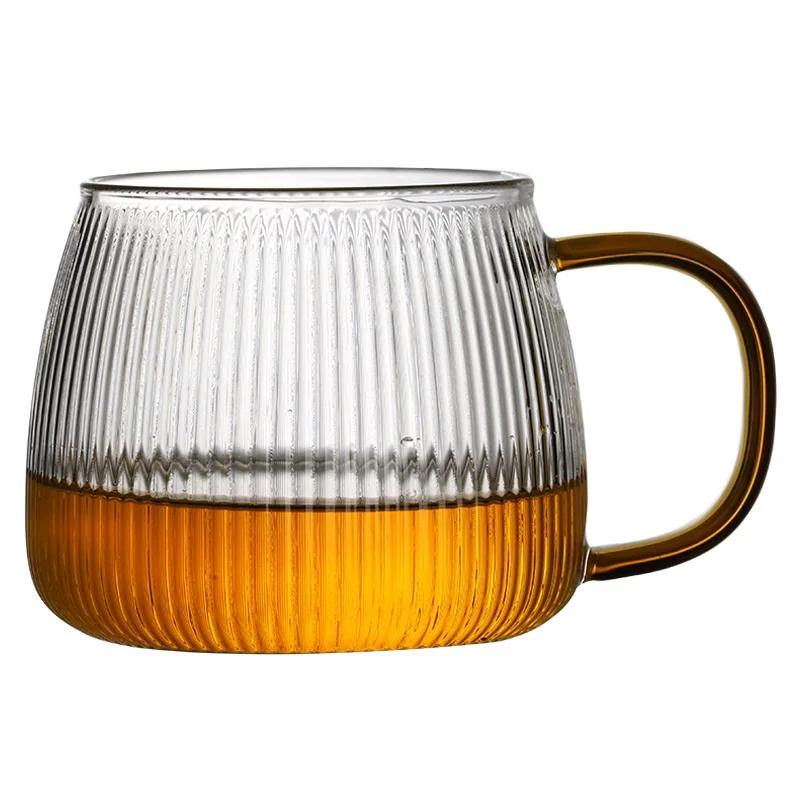 

1-6 шт японский полосатый стакан с ручкой прозрачный стакан для воды домашняя сетка знаменитости термостойкий стакан для питья сока бокалы для вина as shown