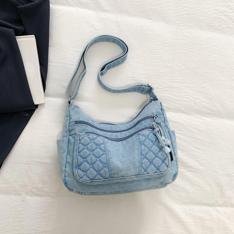 Denim Crossbody Bag for Women with Multi - Pockets & Quilted Detail, Lightweight & Stylish Shoulder Purse