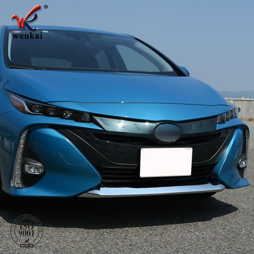 

For Toyota Prius Prime PHV 2017 2018 ABS chrome front grill grille cover trim front bumper hood frame garnish accessories Electroplated silver