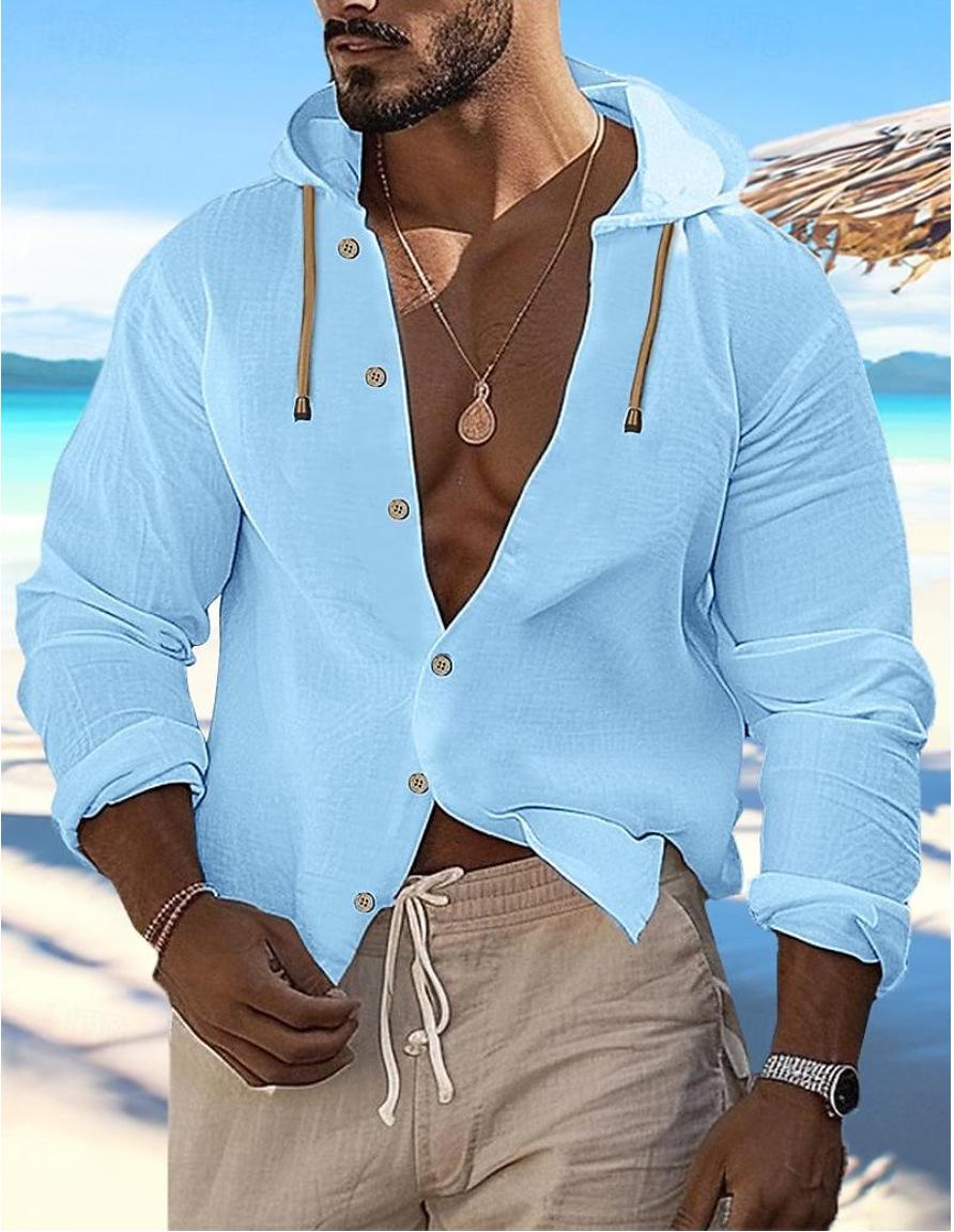 

Мужская летняя рубашка на пуговицах, однотонная, на каждый день, независимая станция, с длинным рукавом, простой кардиган с капюшоном, повседневная одежда XXXL небесно-голубой