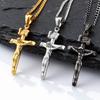 Waterproof Catholic Cross Necklace for Men,Stainless Steel Crucifix Pendant with 60cm Cuban Chain,Religious Jewelry Gift