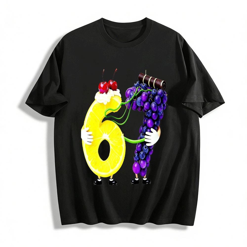 

Funny Fruit Personified Graphic Print Casual Top Pure cotton T-shirt XXS