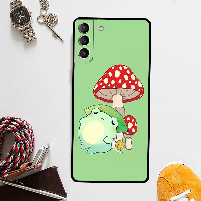 Mint Green The Frog Mushroom Case For Samsung Galaxy S25 Ultra S20 S21 S22 S23 Plus S24 Ultra S9 S10 S25 FE Cover Coque