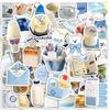 10/30/50pcs Blue Ins Style Cream Art Cartoon Stickers Aesthetic Food Milk Bread Sticker Decorative Phone Diary Kawaii Decals Toy