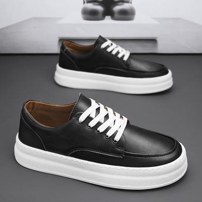 Fashion Men Fashion Leather Vulcanized Shoes Male Lace-Up Walking Sport Shoes Outdoor Thick Bottom Driving Shoes Casual Business Shoes