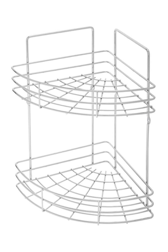 Corner bathroom shelf for shower, 2 levels, chrome