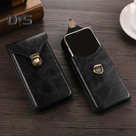 Mobile Phone Belt Bag Cellphone Holster for Blet Smooth Faux Leather Snap Closure Solid Color Regular Fit Portable Men Belt Pouch