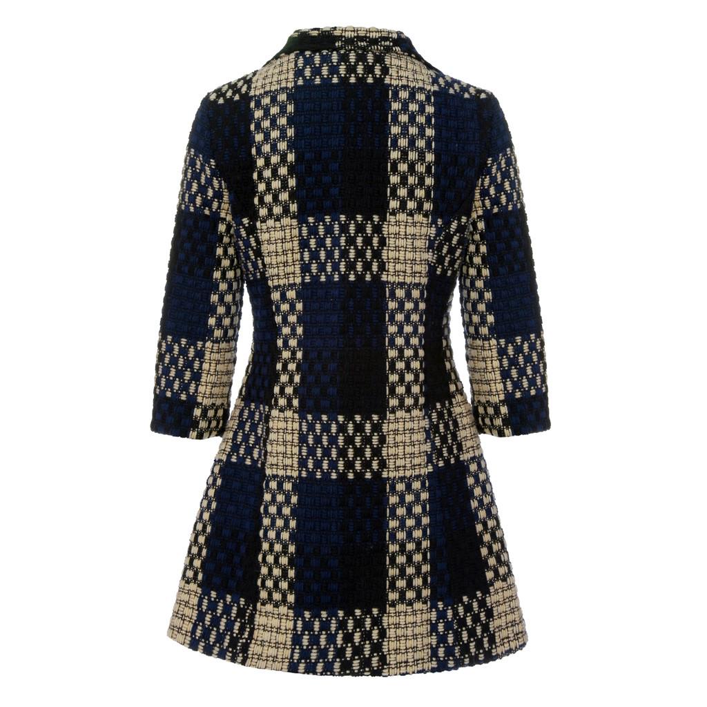 Dámská Dámská Teplá Mřížkovaná Bunda ze Syntetické Vlny Zimní Svrchní Oblečení