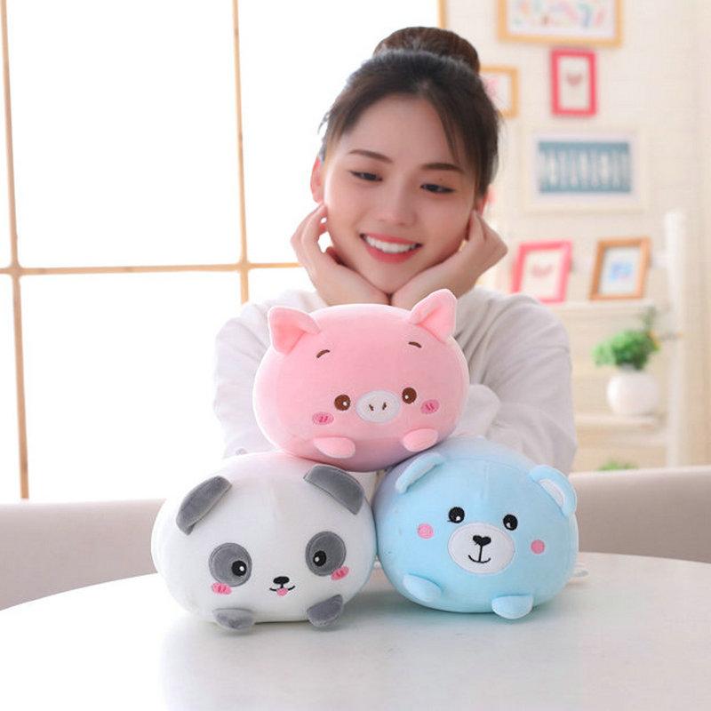 20cm Lovely Animal Sweet Dinosaur Pig Cat Bear Plush Toy Soft Cartoon Panda Hamster Elephant Deer Stuffed Doll Baby Pillow Gift