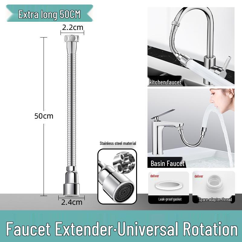 Universal Anti-Splash Faucet Extender with Rotating Joint for Balcony Use