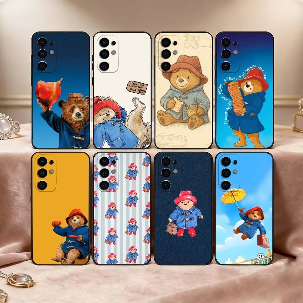 C-Cute P-Paddington Bear Phone Case For Samsung S25,S24,S21,S22,S23,S30,Ultra,S20,Plus,Fe,Soft Silicone Black Cover