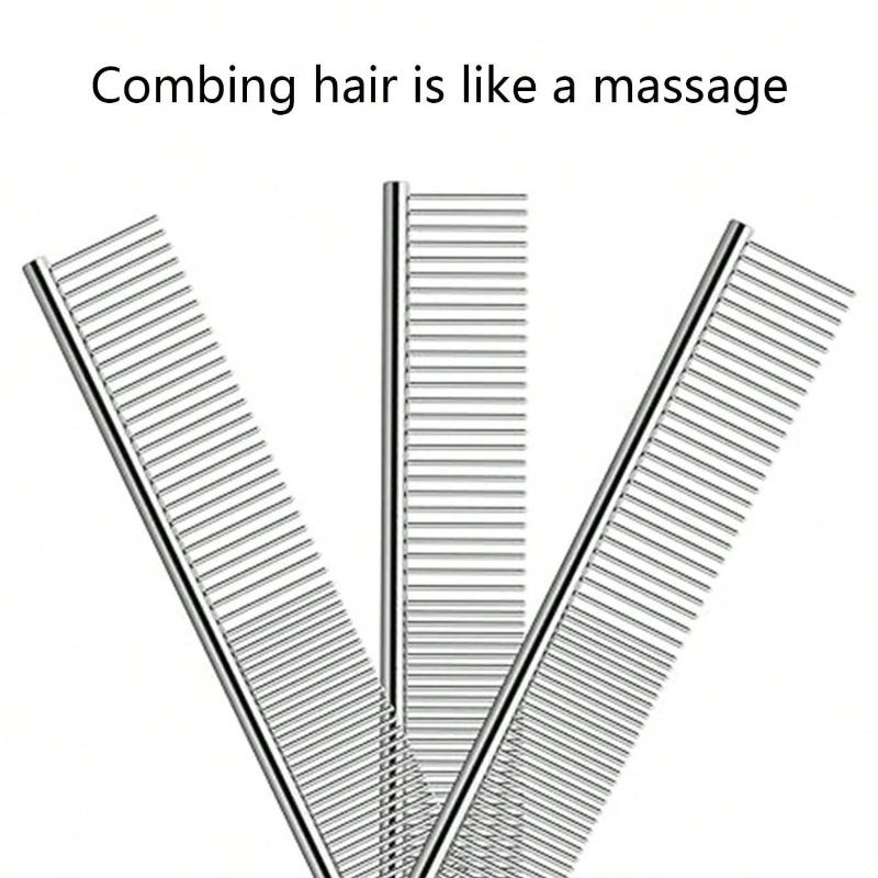 1pc Pet Metal Straightening Comb, Pet Grooming Detangling Brush, Dog Brush, Cat Brush, Electroplated Wide-Tooth Comb