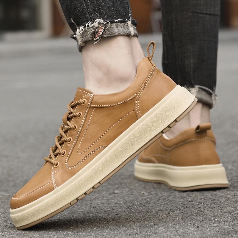 

Foreign trade trendy brand board shoes trend, Korean fashion little black shoes, sports leisure, outdoor skateboarding shoes, popular men s shoes 44 світло-коричневого кольору