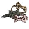 Pet Leopard Cat Collar with Bell Adjustable Puppy Bow Necklace Outdoor Safety Anti-choking for Small Pets Walking Accessories