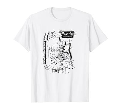 Fender Stratocaster Breakdown Schematics T-shirt